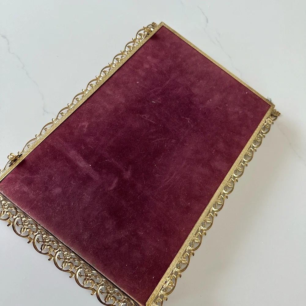 Elegant Gold Framed Mirror Tray